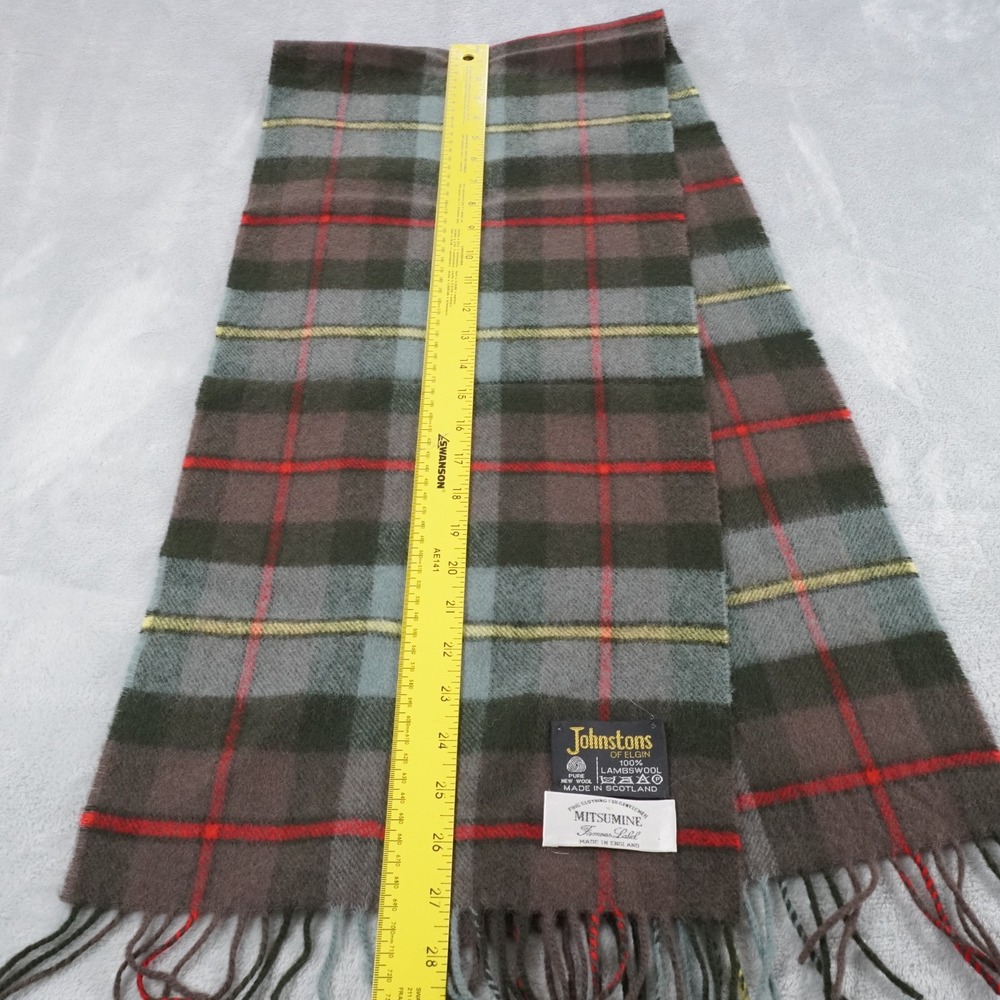 Johnstons of Elgin Tartan Plaid Scarf Mens 60x12 100% Lambswool Made In Scotland - Picture 4 of 7